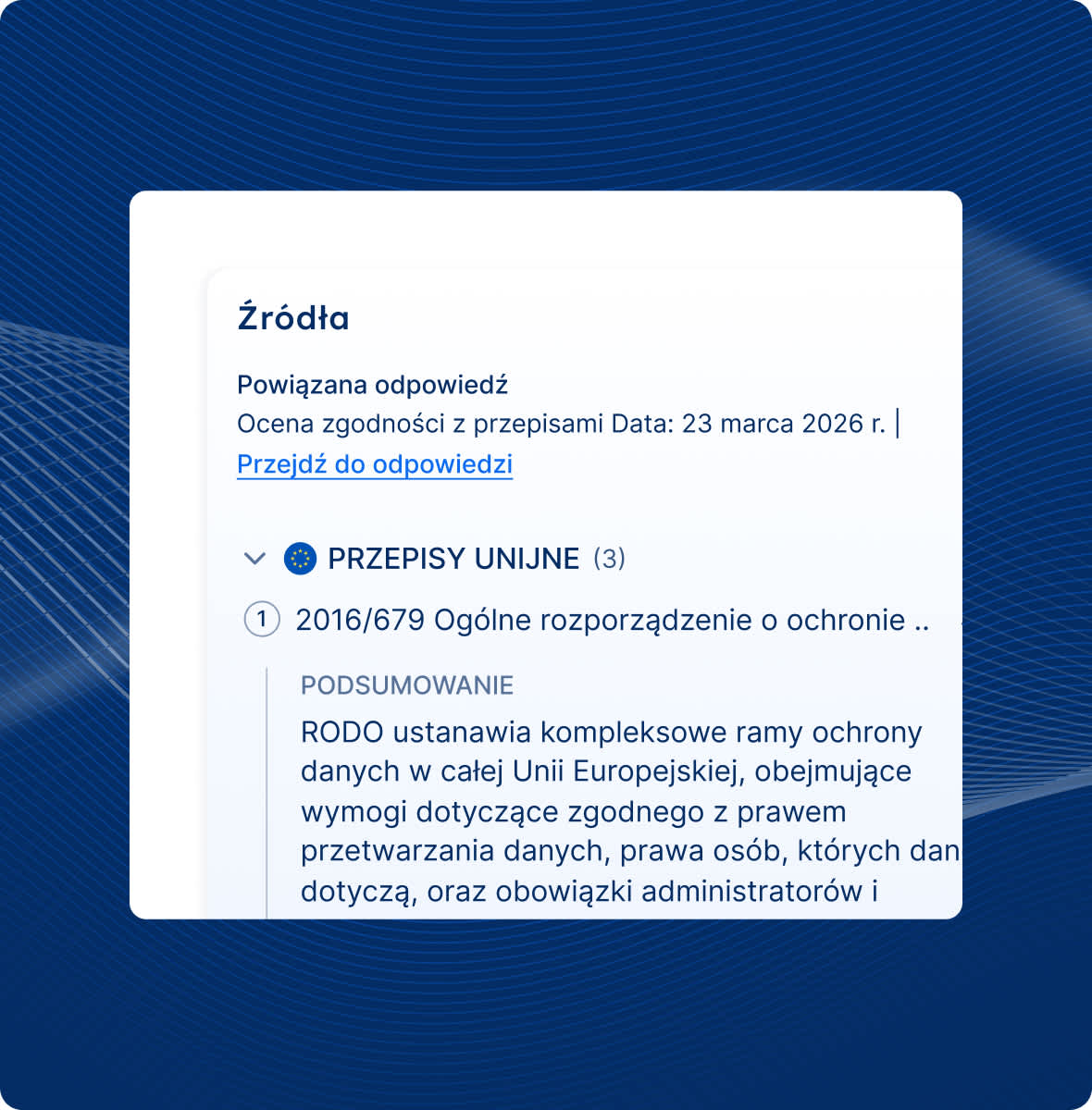 Podgląd listy źródeł LEXA z wynikami z bazy prawnej